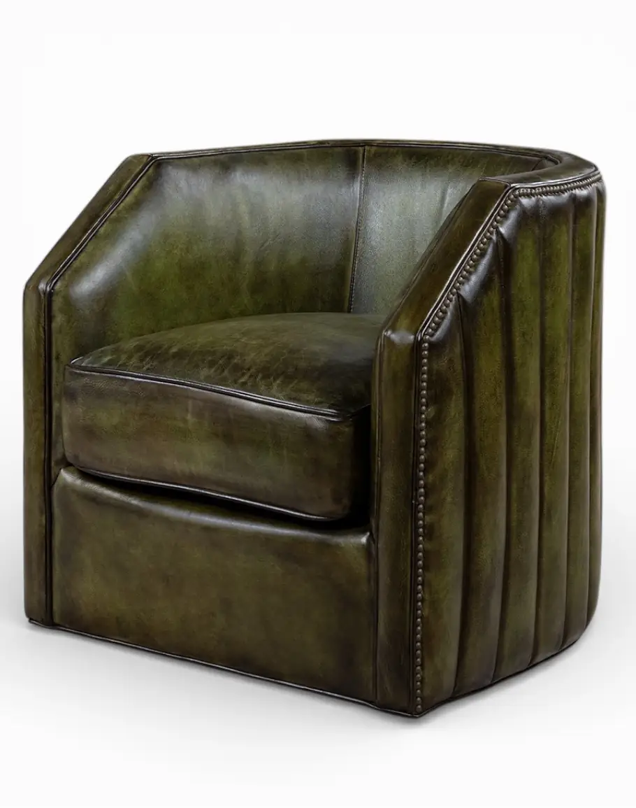 Oliver Olive Leather Swivel Chair